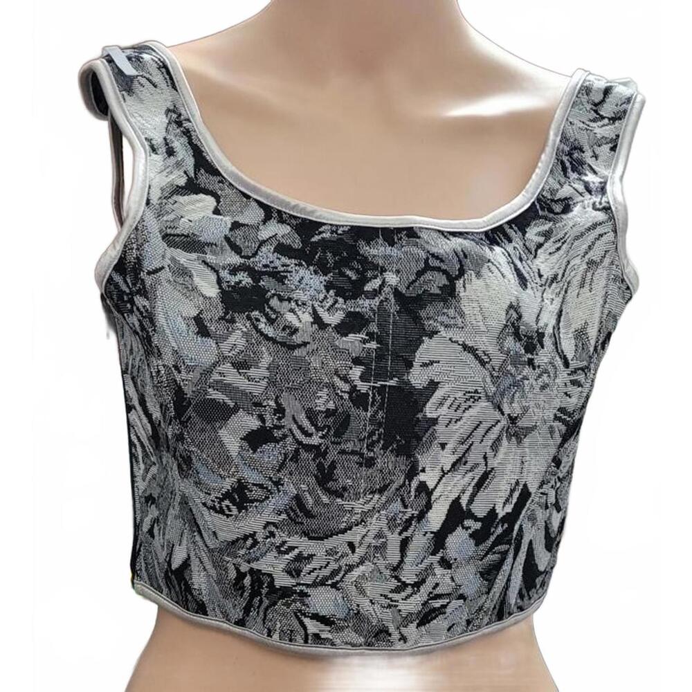 Women's Floral Pattern Vintage Corset Tie Front Lace-up Back Bustier Shapewear